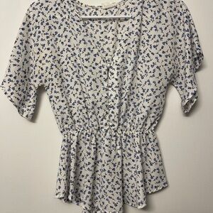 Sienna Sky Blue and White Floral Blouse